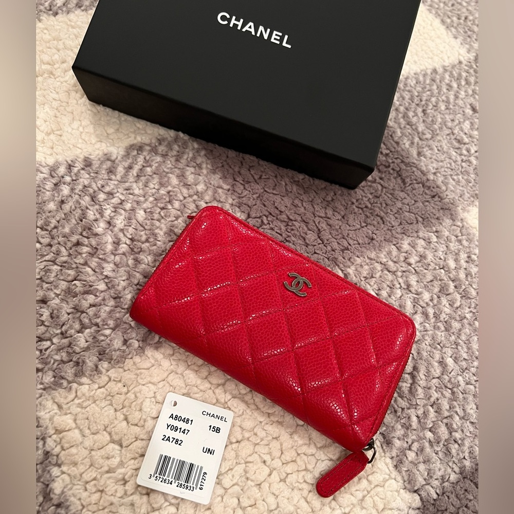 Chanel Quilted Leather Zippy Compact Wallet